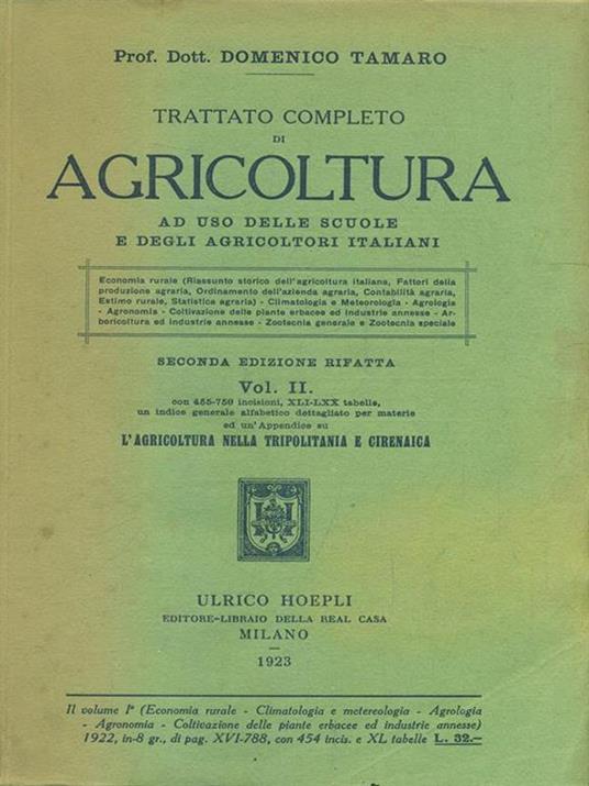 Trattato completo di Agricoltura. Vol. II - copertina
