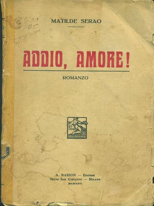 Addio, amore! - Matilde Serao - copertina