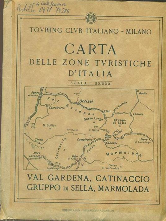 Carta delle turistiche d'italia - Val gardena Catinaccio gruppo di sella marmolada - copertina