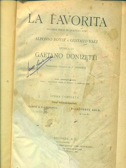 La favorita - Gaetano Donizetti - copertina