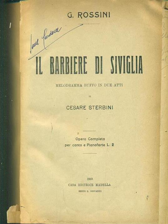 Il barbiere di siviglia - Gioachino Rossini - copertina