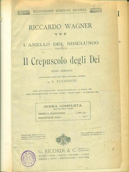 Il crepuscolo degli dei - Richard Wagner - copertina