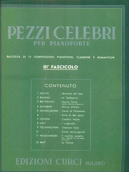 Pezzi celebri per pianoforte III fascicolo - copertina