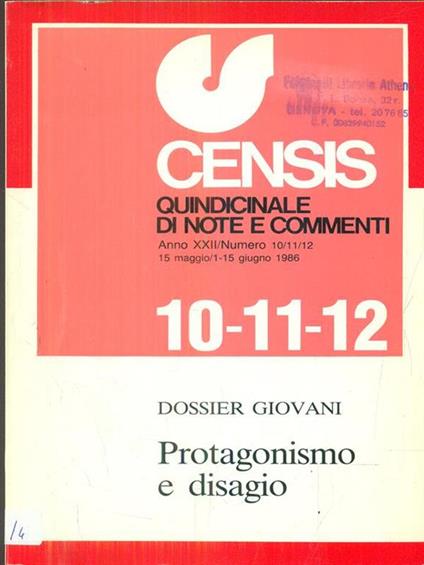 Censis n 10/11/12. 15 maggio / 1-15 giugno 1986 - copertina