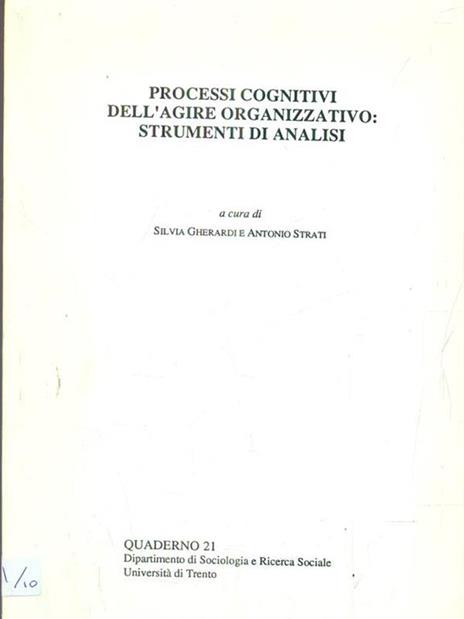 Processi cognitivi dell'agire organizzativo strumenti di analisi - Silvia Gherardi - copertina