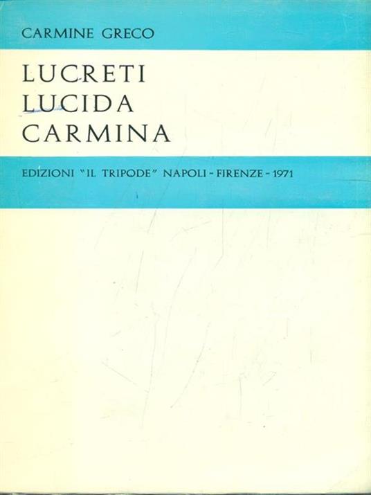 Lucreti Lucida Carmina - Carmine Greco - copertina