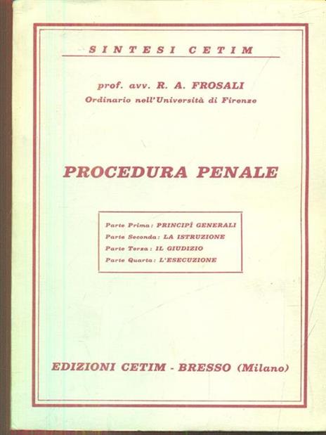 Procedura penale - R. A. Frosali - 2