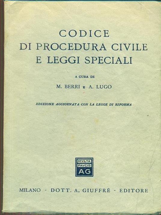 Codice di procedura civile e leggi speciali - copertina