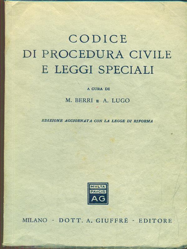 Codice di procedura civile e leggi speciali