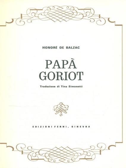 Papà Goriot - Honoré de Balzac - copertina