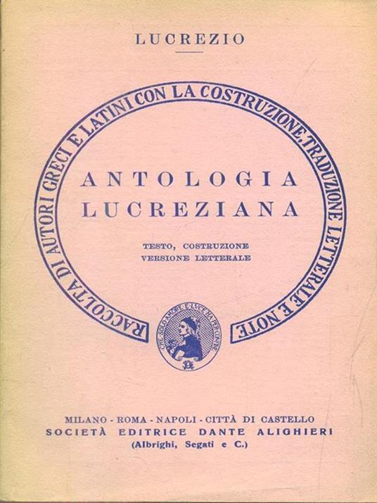 Antologia lucreziana - Tito Lucrezio Caro - copertina