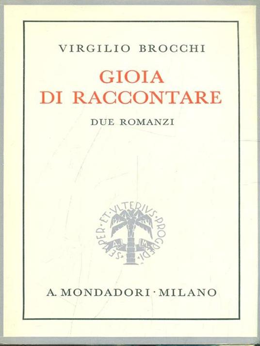 Gioia di raccontare - Virgilio Brocchi - copertina