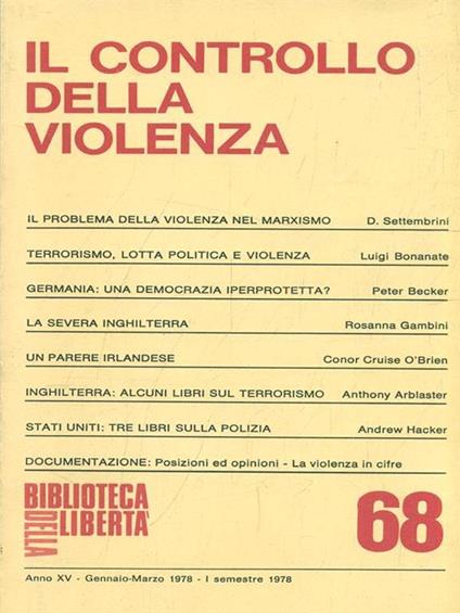 Biblioteca della libertà. Il controllo della violenza. Numero 68 - copertina