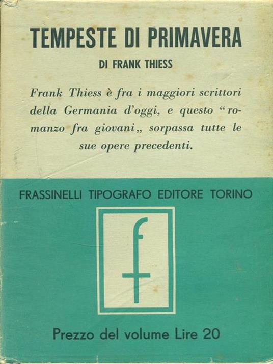 Tempeste di primavera - Frank Thiess - copertina