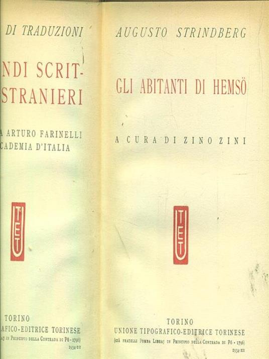 Gli abitanti di Hemso - August Strindberg - copertina