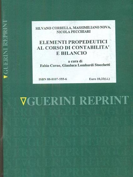 Elementi propedeutici al corso di contabilità e bilancio - copertina