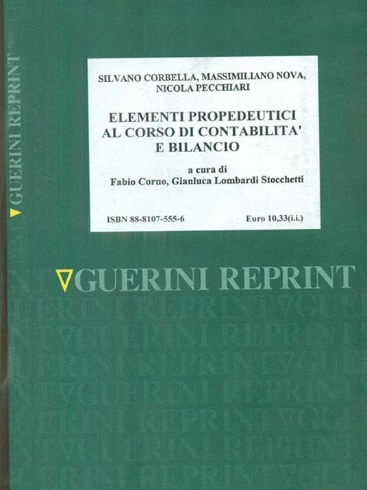 Elementi propedeutici al corso di contabilità e bilancio - copertina