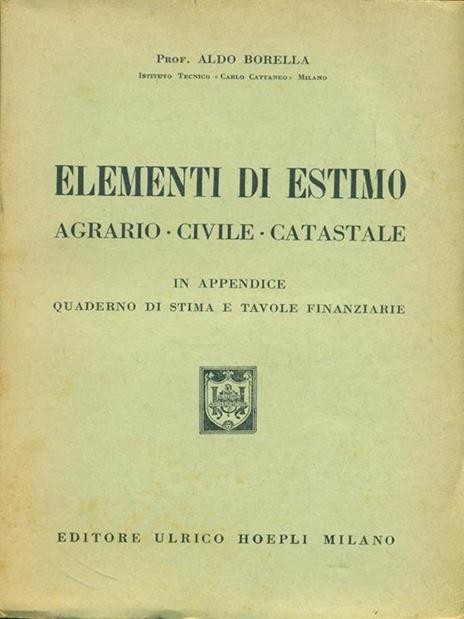 Elementi di estimo - Aldo Borella - copertina