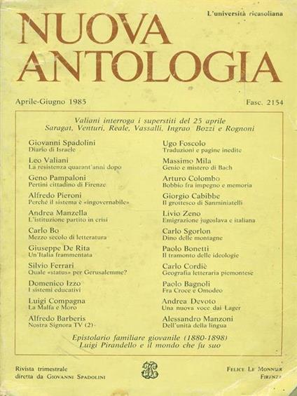 Nuova antologia fasc. 2154. aprile/giugno1985 - copertina