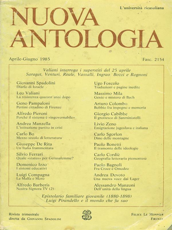 Nuova antologia fasc. 2154. aprile/giugno1985