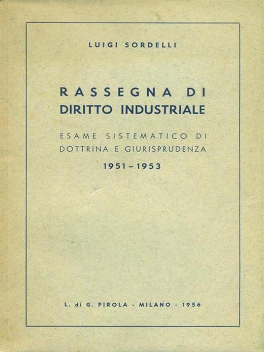 Rassegna di diritto industriale - Luigi Sordelli - copertina