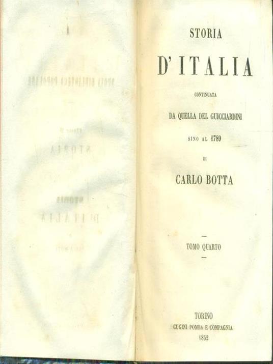 Storia d'Italia 1534-1789 / 4 - Carlo Botta - copertina