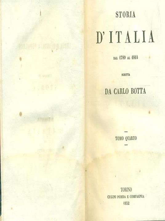 Storia d'Italia 1789-1814 / 4 - Carlo Botta - copertina