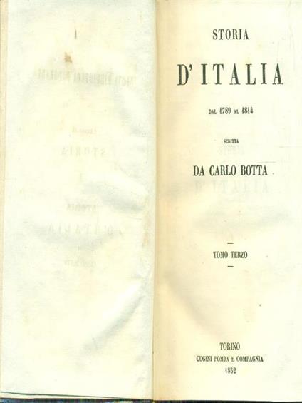 Storia d'Italia 1789-1814 / 3 - Carlo Botta - copertina