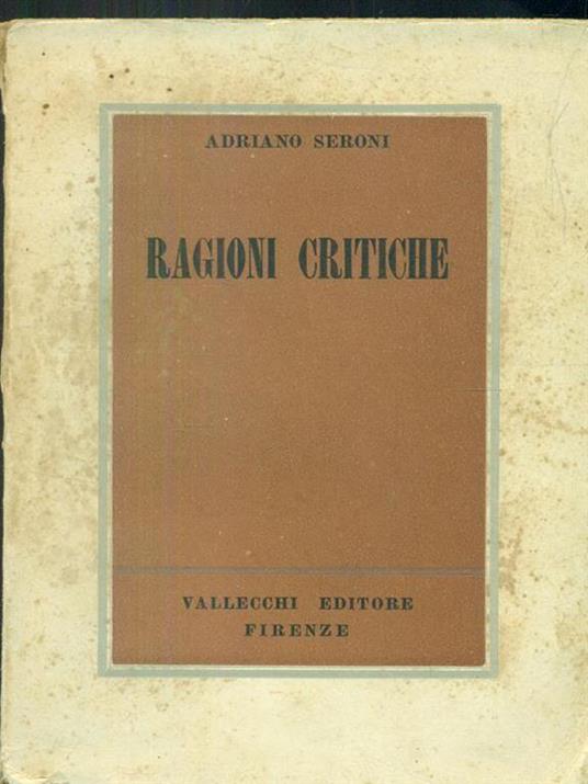 Ragioni critiche - Adriano Seroni - copertina