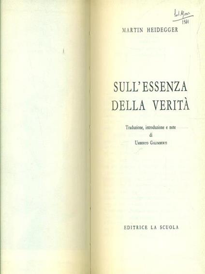Sull'essenza della verità - Martin Heidegger - copertina