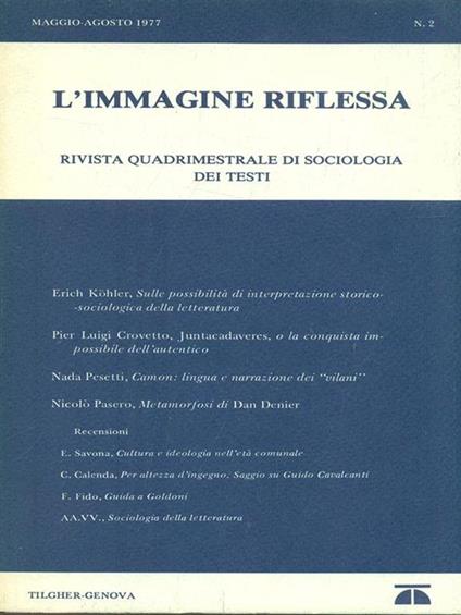 L' immagine riflessa N. 2 Maggio-Agosto 1977 - copertina