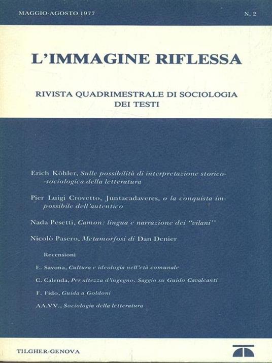 L' immagine riflessa N. 2 Maggio-Agosto 1977 - copertina