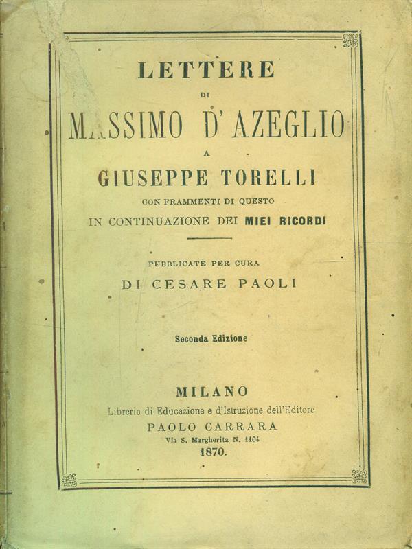 Lettere a giuseppe Torelli