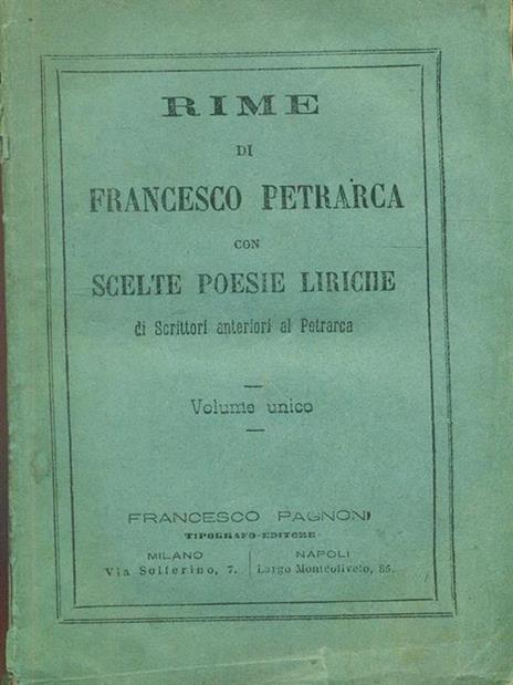 Rime con scelte poesie liriche - Francesco Petrarca - copertina