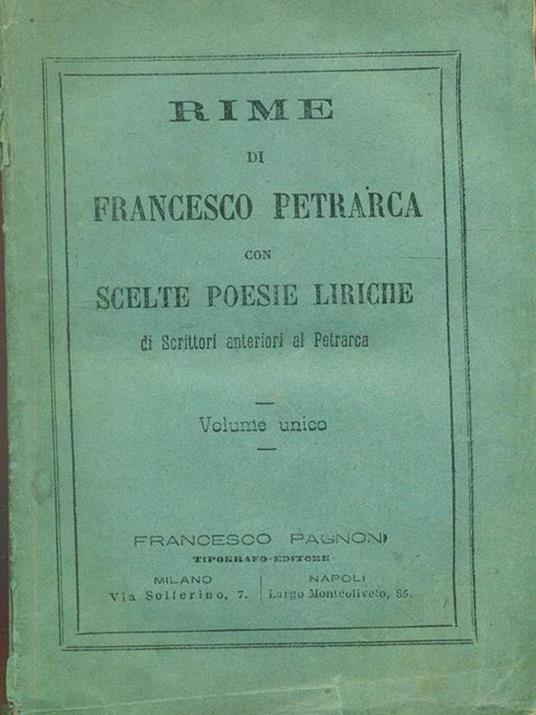 Rime con scelte poesie liriche - Francesco Petrarca - copertina