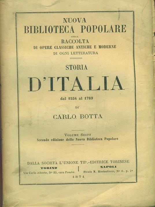 Storia d'Italia dal 1534 al 1789 volume sesto - Carlo Botta - 3