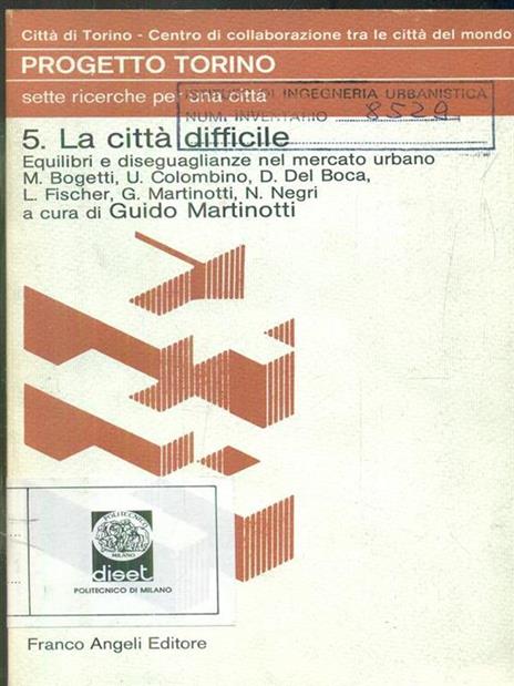 La città difficile - Guido Martinotti - copertina