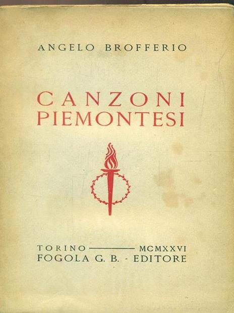 Canzoni piemontesi - Angelo Brofferio - copertina