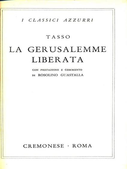 La Gerusalemme liberata - Torquato Tasso - copertina