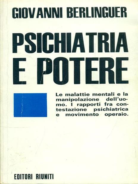 Psichiatria e potere - Giovanni Berlinguer - copertina