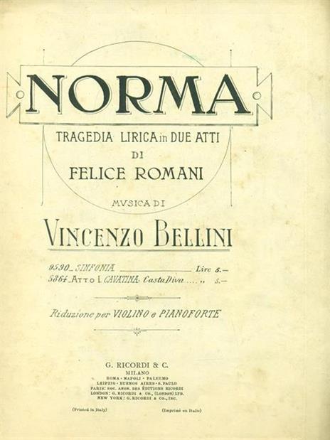 Norma - Vincenzo Bellini - Libro Usato - Ricordi - | IBS