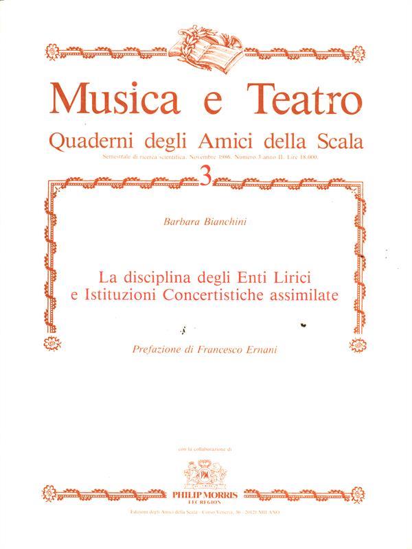 Musica e Teatro n. 3. Novembre 1986
