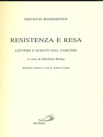 Resistenza e resa - Dietrich Bonhoeffer - copertina