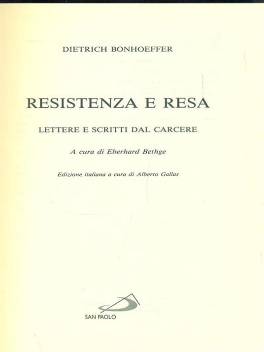 Resistenza e resa - Dietrich Bonhoeffer - copertina
