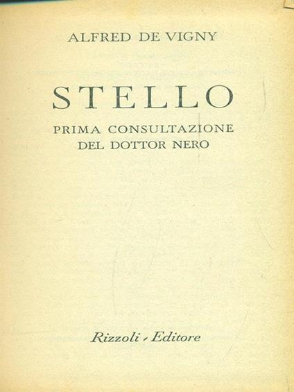 Stello - Alfred de Vigny - copertina