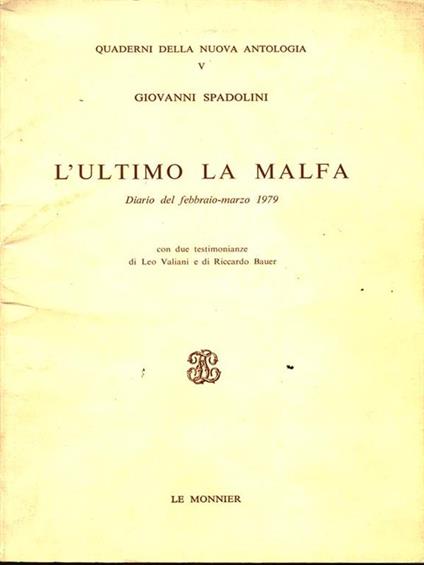 L' ultimo La Malfa - Giovanni Spadolini - copertina
