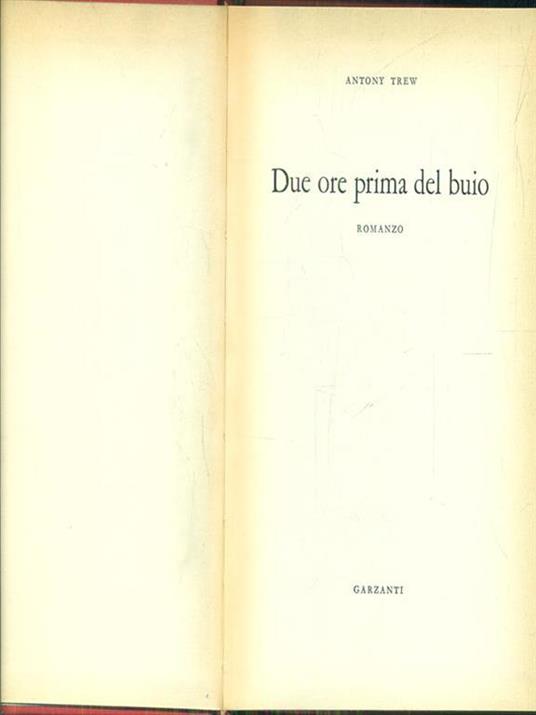 Due ore prima del buio - Antony Trew - copertina