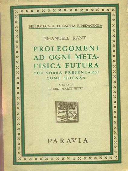 Prolegomeni ad ogni metafisica futura - Immanuel Kant - copertina