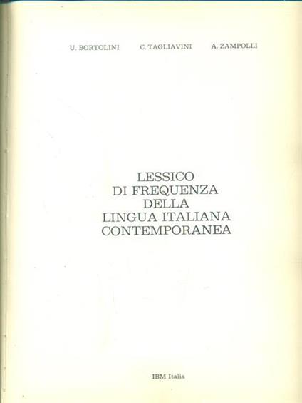 lessico di frequenza della lingua italianacontemporanea - copertina