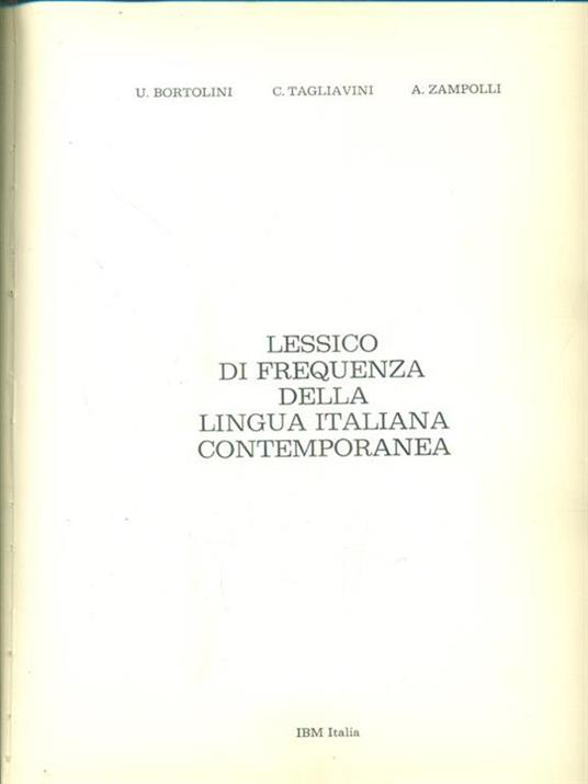 lessico di frequenza della lingua italianacontemporanea - copertina